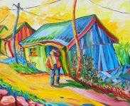 L'homme &agrave; la cabane bleue ( non disponible ) 65 x 54 2015